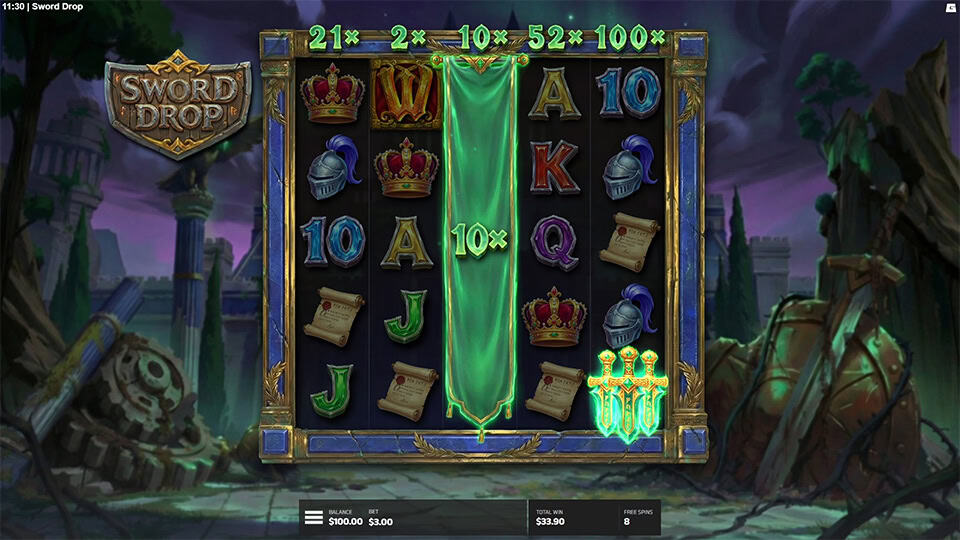 Sword Drop slot feature expanding wild