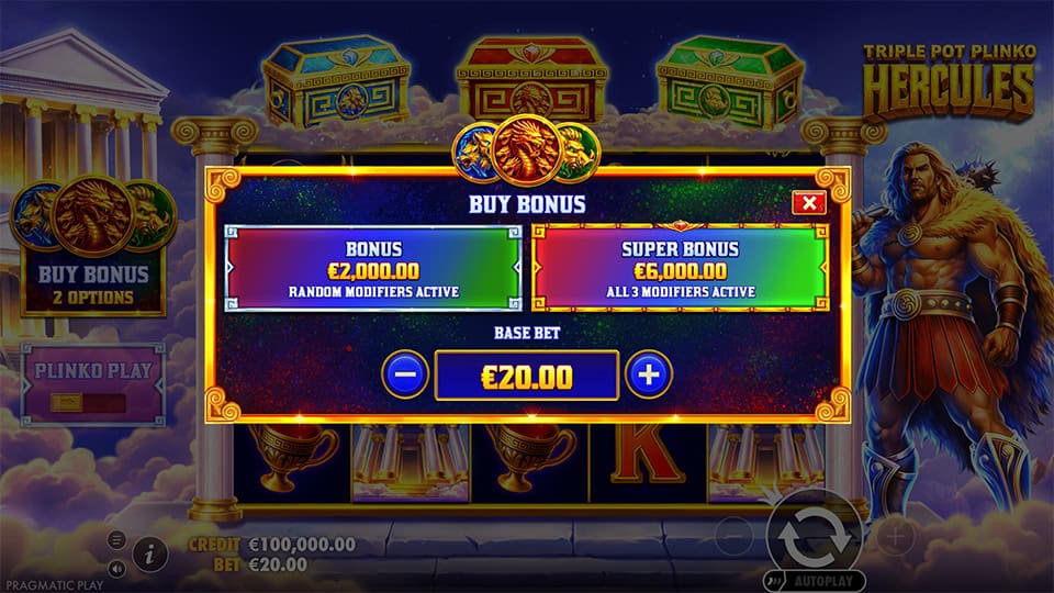 Triple Pot Plinko Hercules slot bonus buy