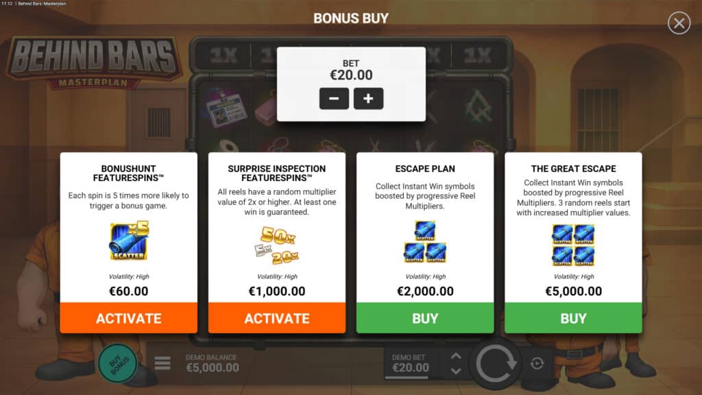 Behind Bars Masterplan slot bonus buy
