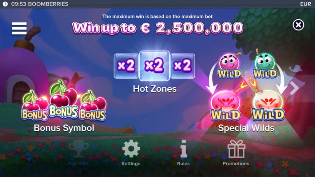 Boomberries slot intro screen