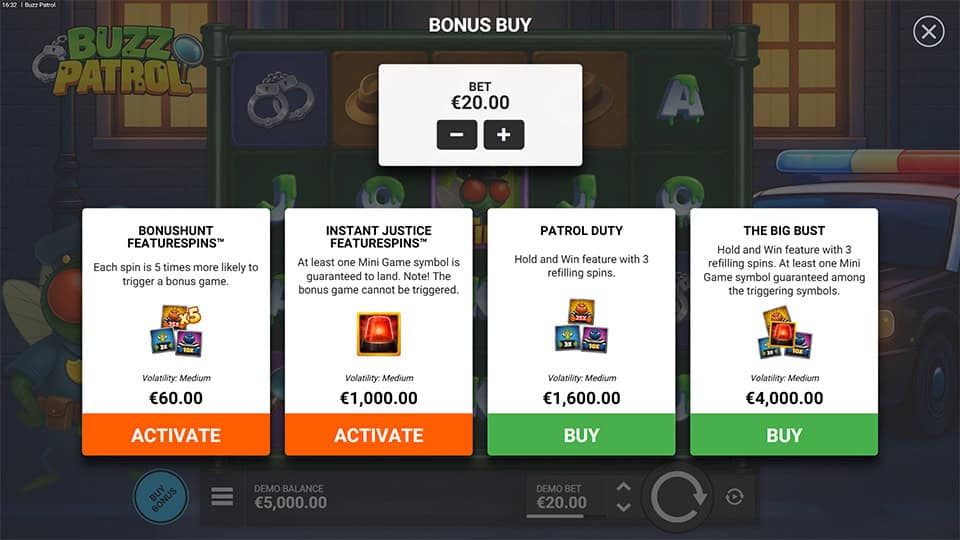 Buzz Patrol slot bonus buy
