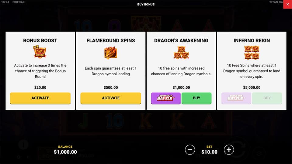 Fireball slot bonus buy