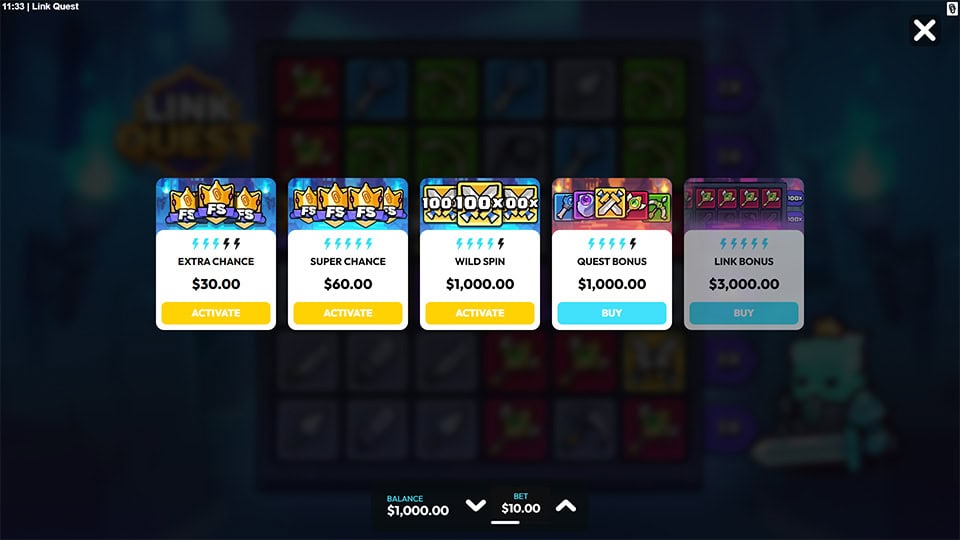 Link Quest slot bonus buy