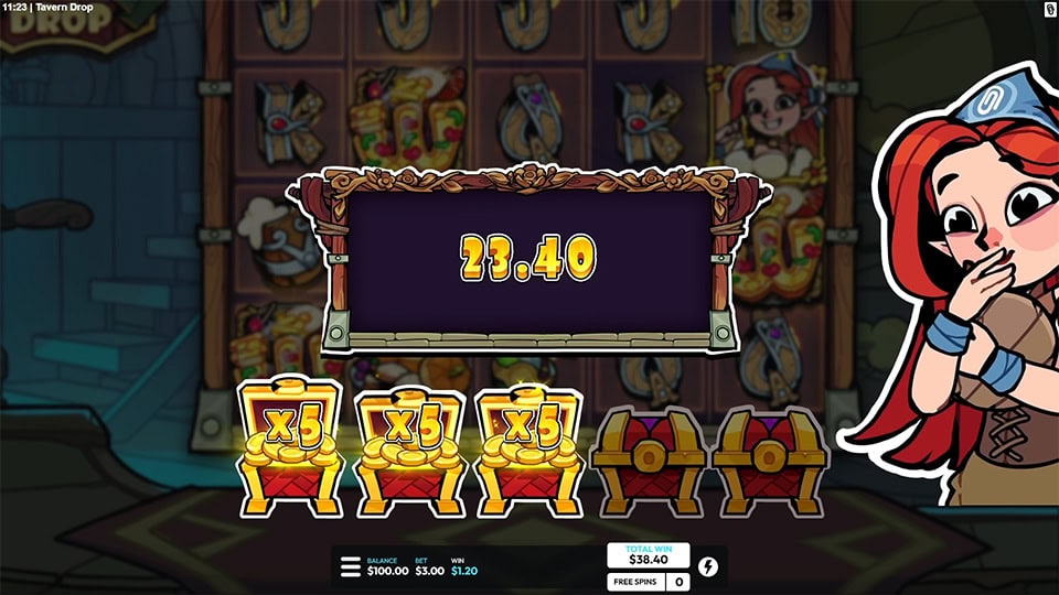 Tavern Drop slot feature chest multiplier