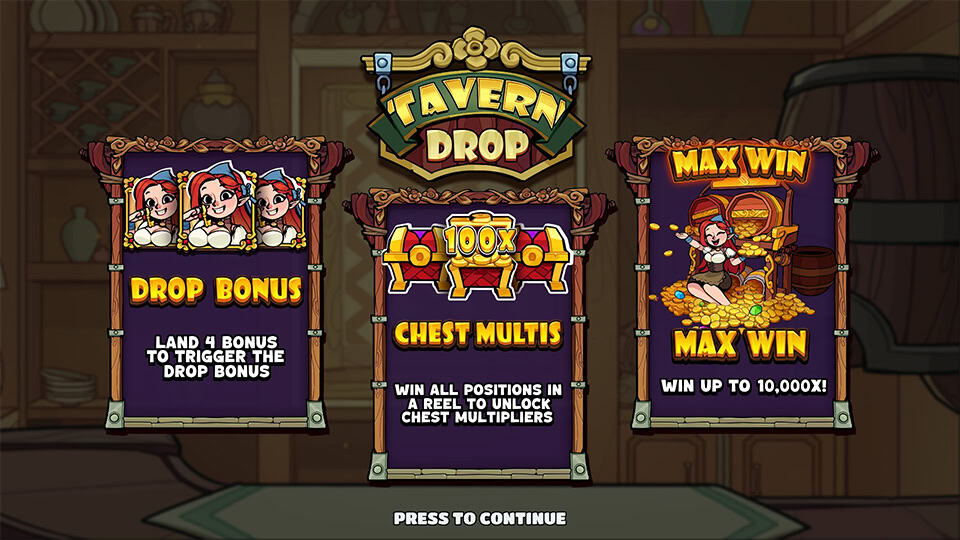 Tavern Drop slot intro screen