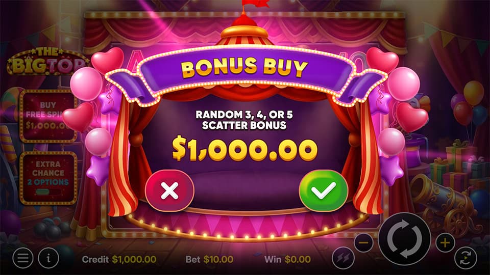 The Big Top slot bonus buy
