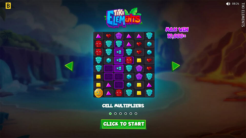 Tiki Elements slot intro screen