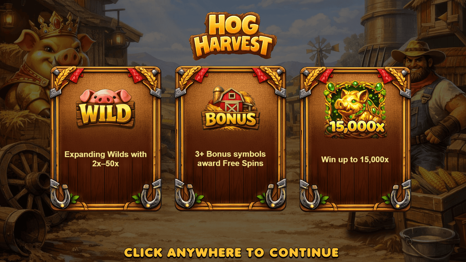 Hog Harvest slot intro screen