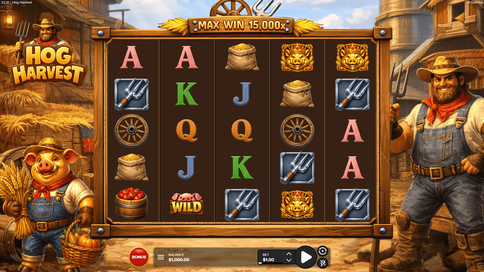Hog Harvest slot gameplay reels