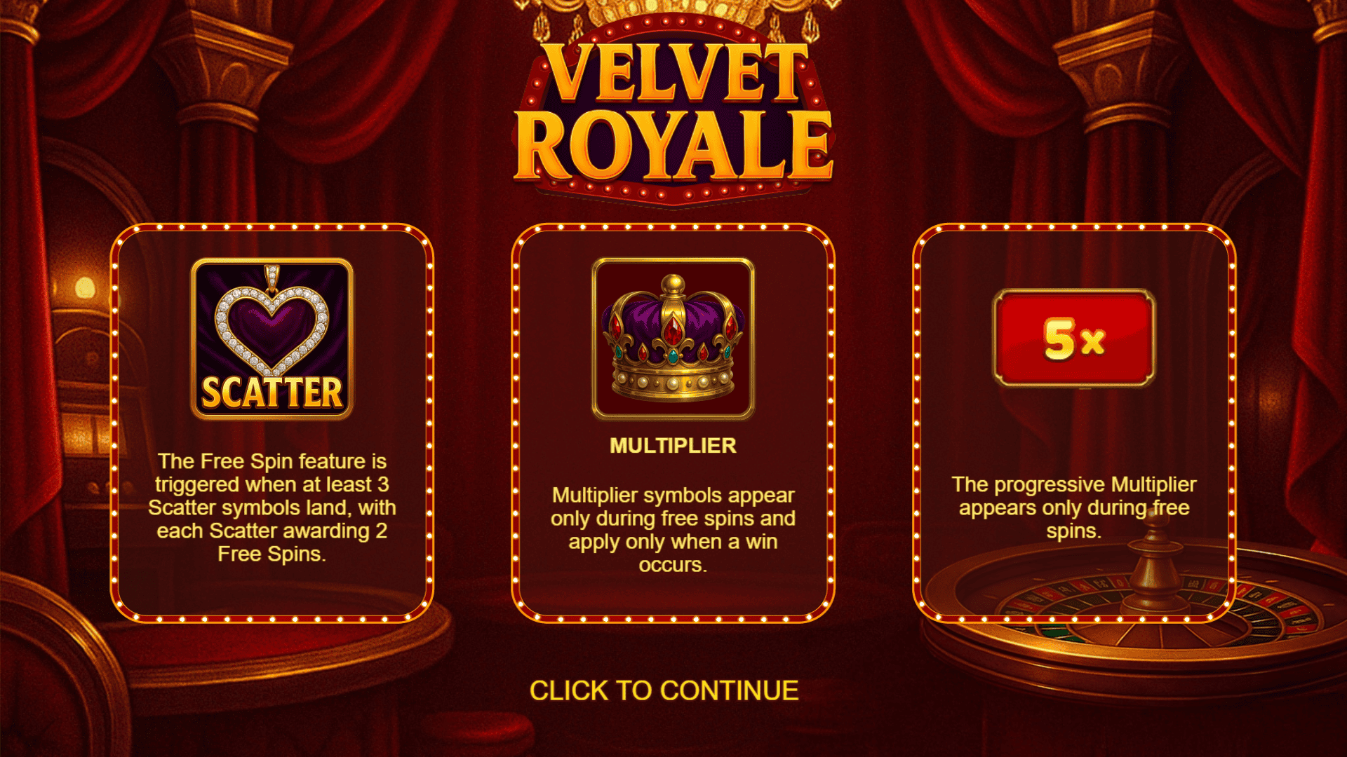 Velvet Royale slot intro screen