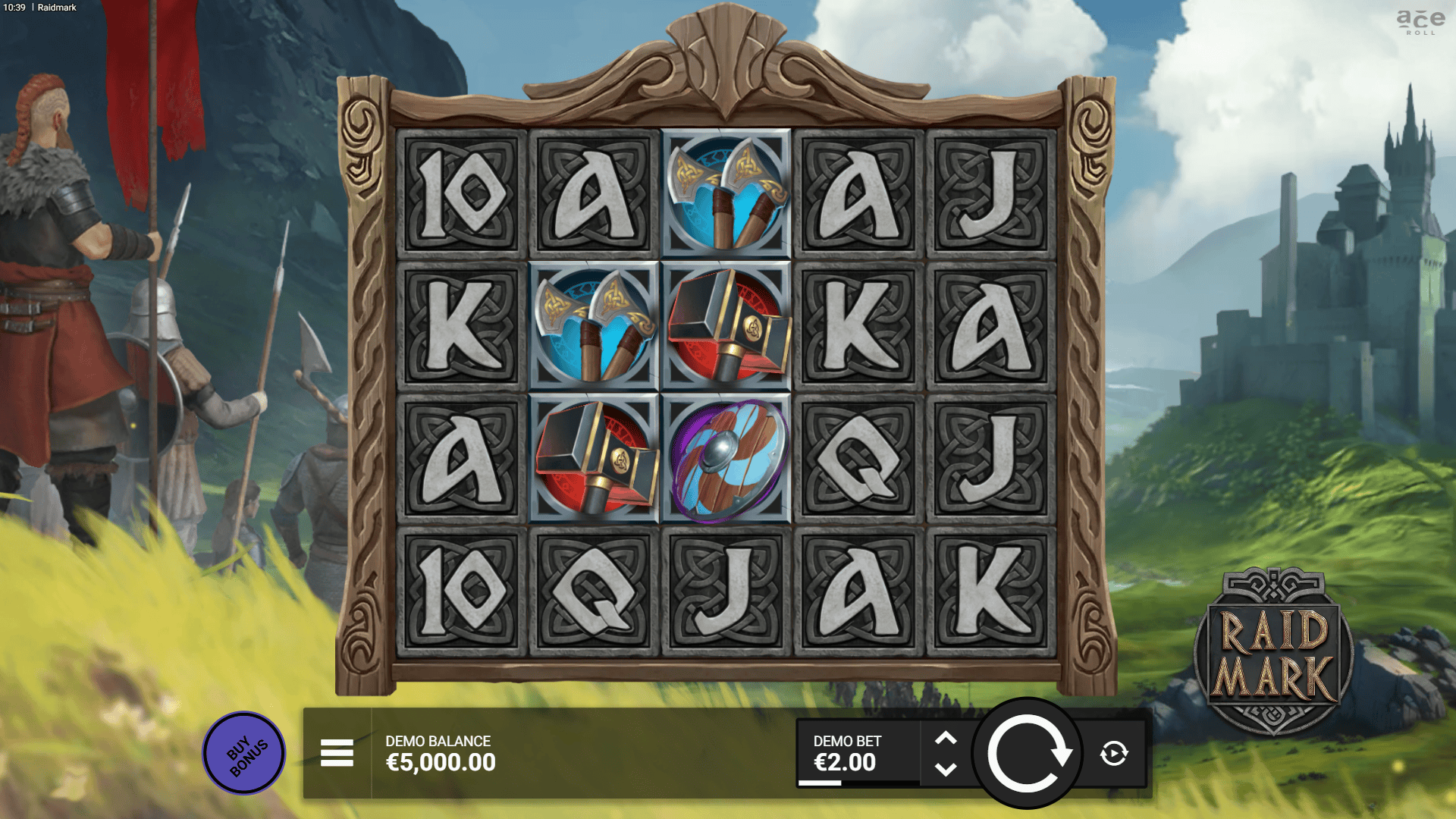 Raidmark slot gameplay reels