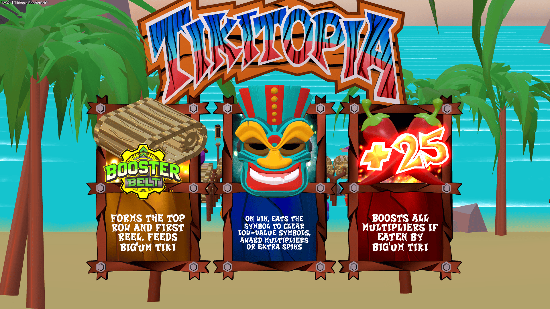 Tikitopia BoosterBelt slot intro screen