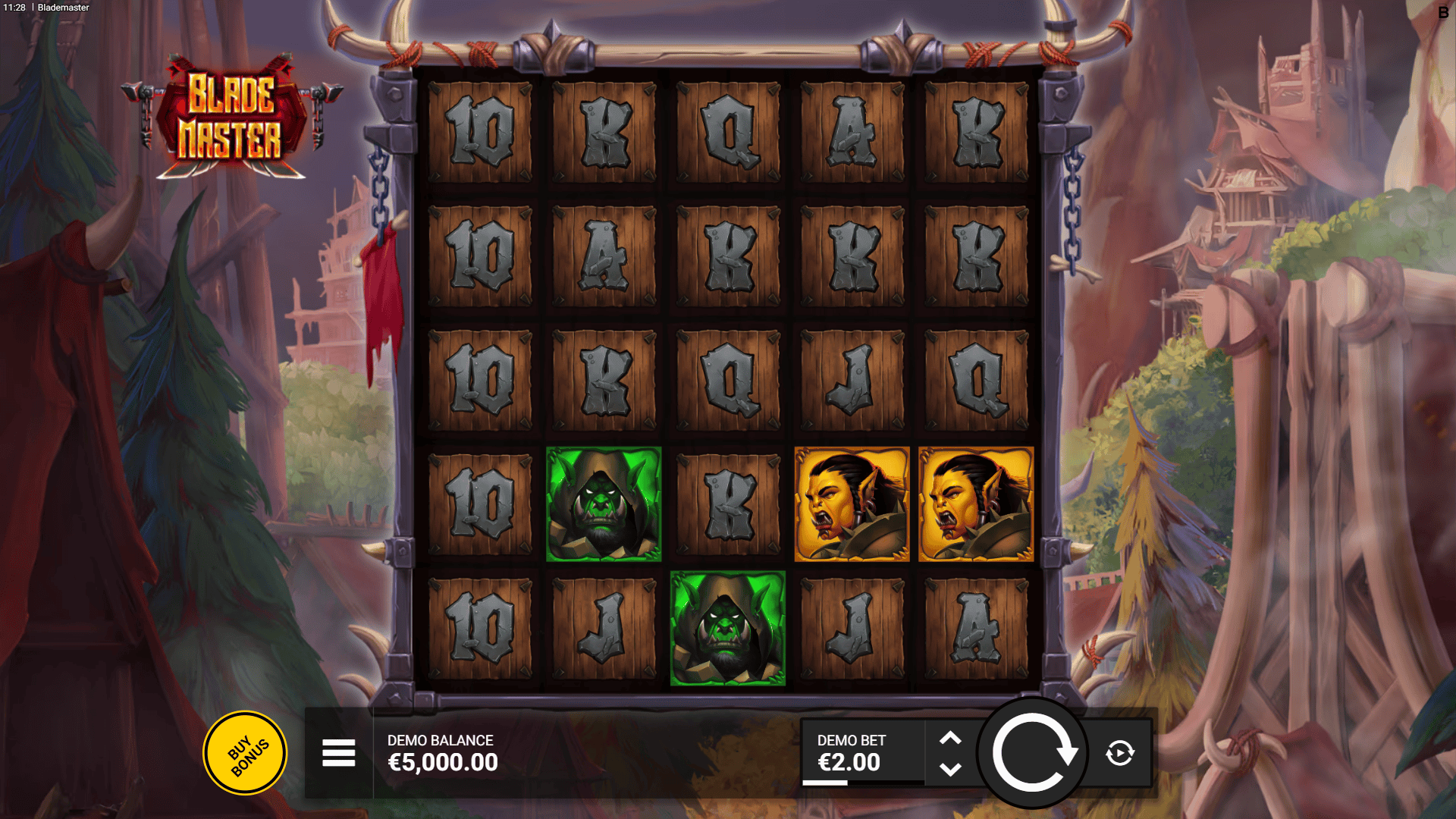 Blade Master slot gameplay reels