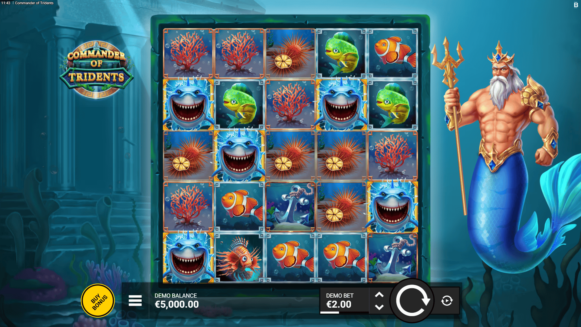 Commander of Tridents slot gameplay reels
