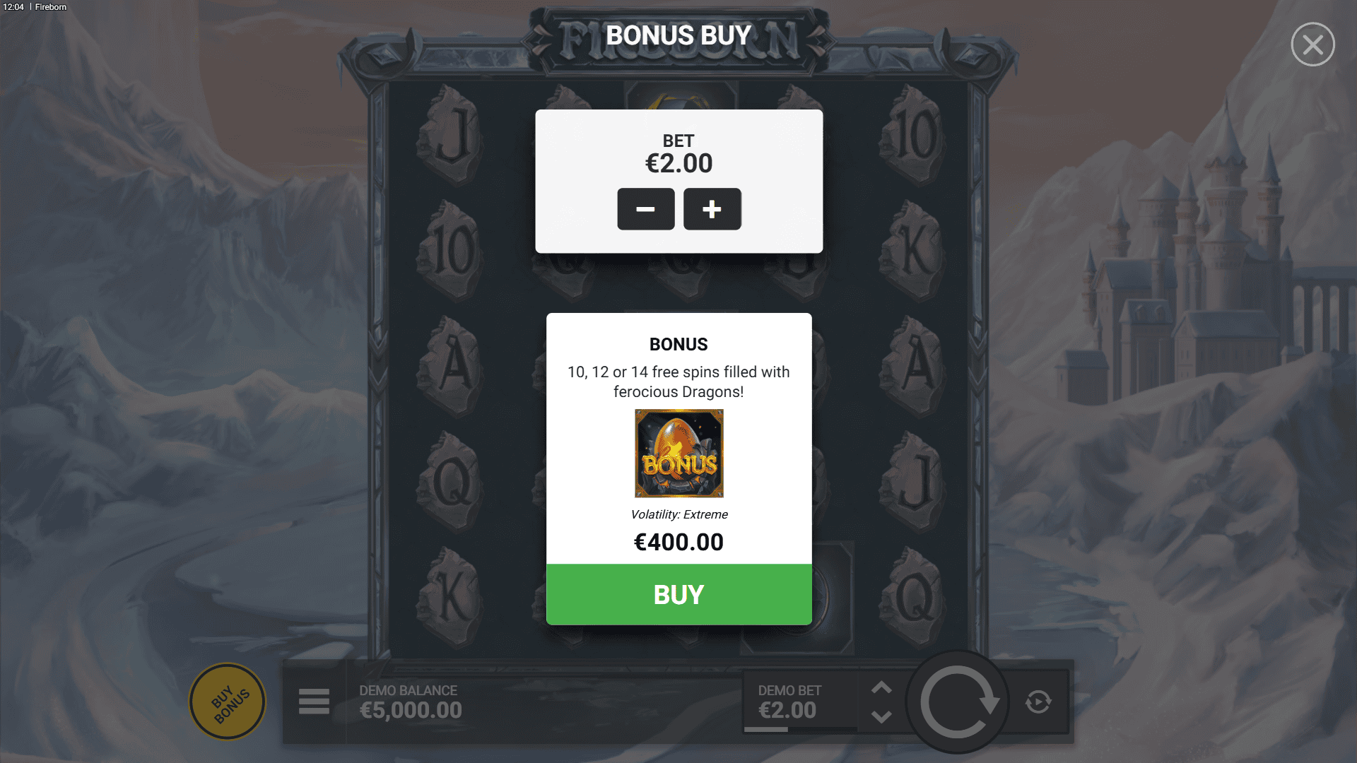 Fireborn bonus buy menu