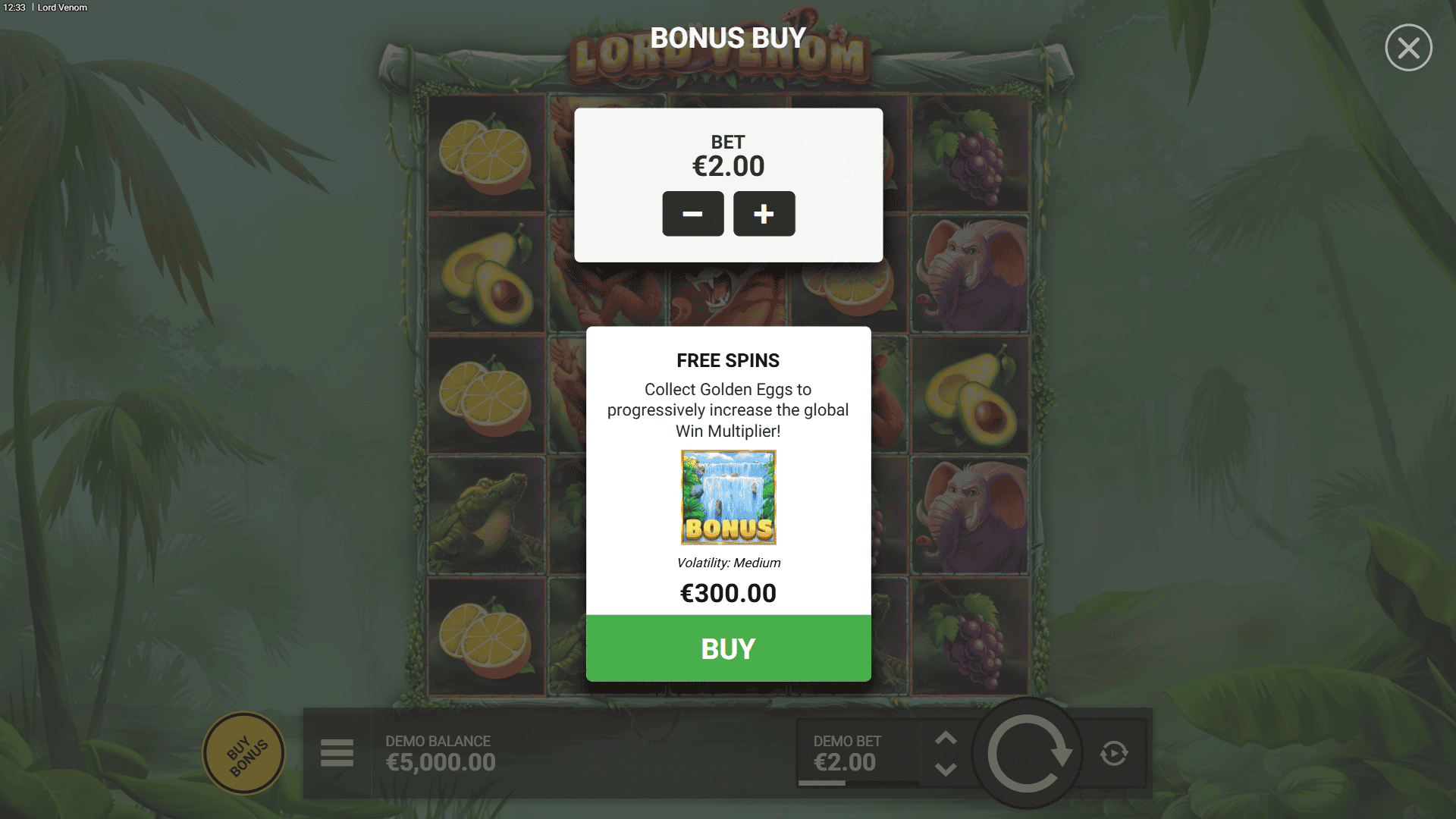 Lord Venom bonus buy menu