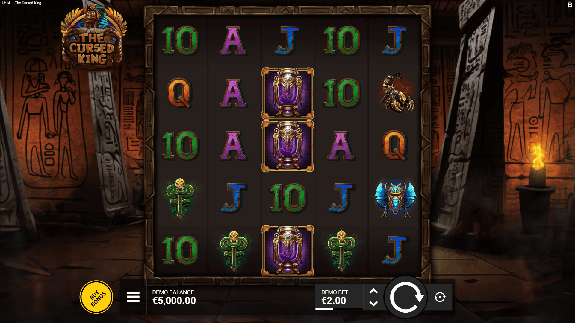 The Cursed King slot gameplay reels