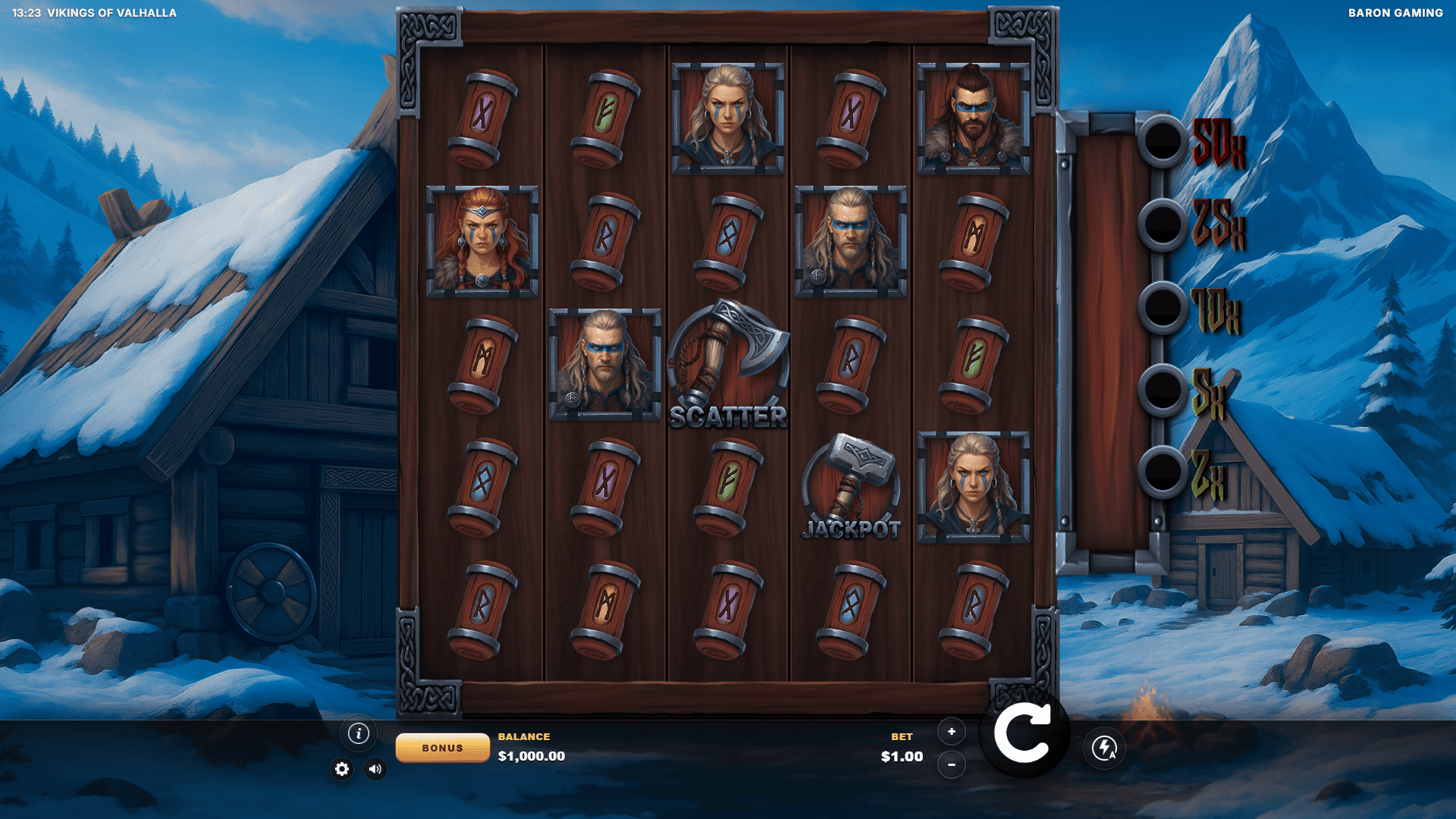 Vikings of Valhalla slot gameplay reels