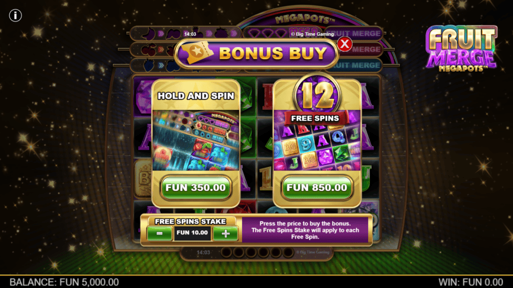 Big time gaming fruit merge megapots bonus buy
