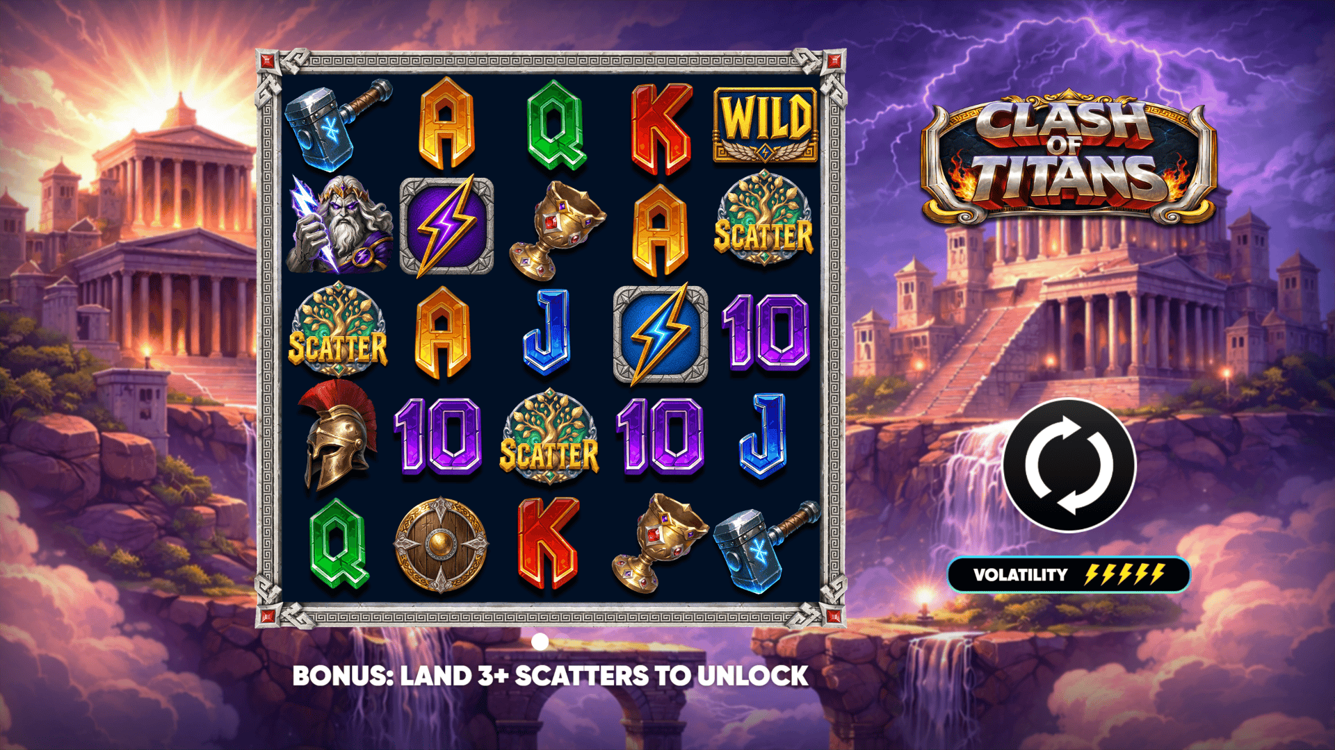 Clash of Titans slot intro screen