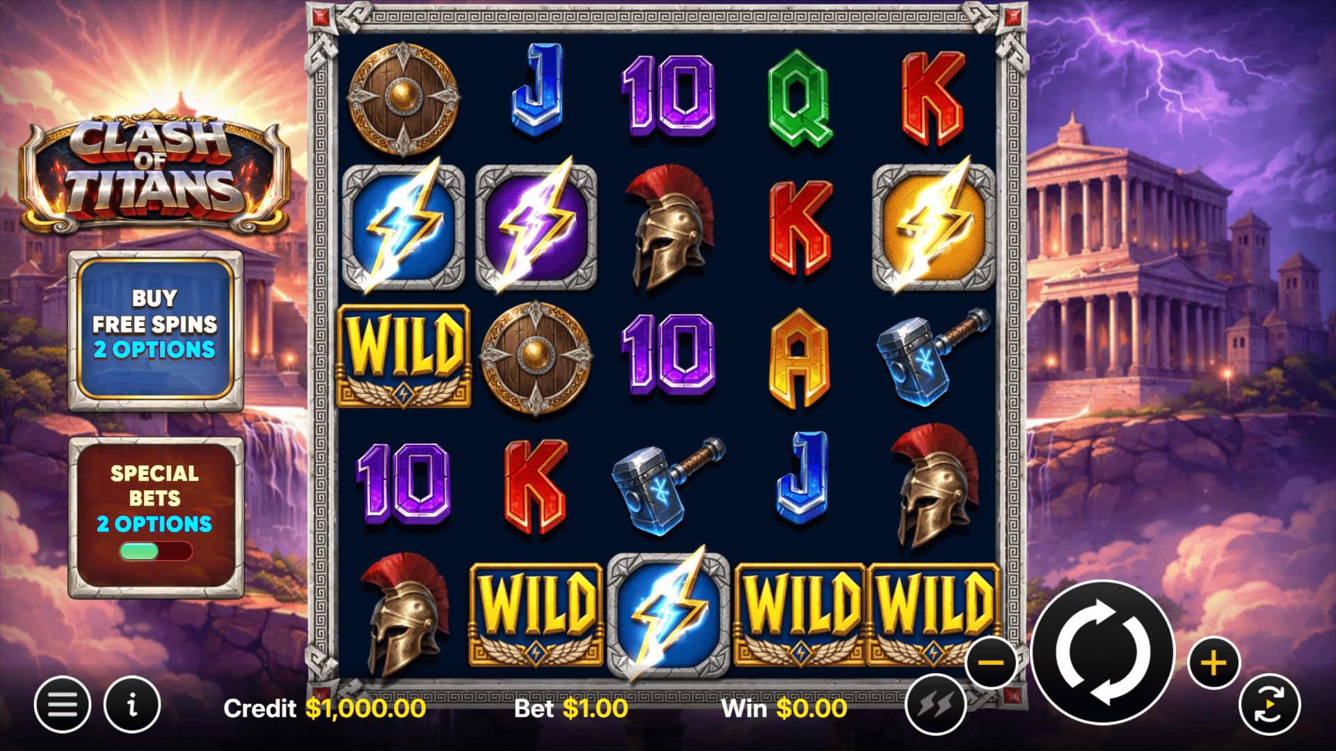 Clash of Titans slot gameplay reels