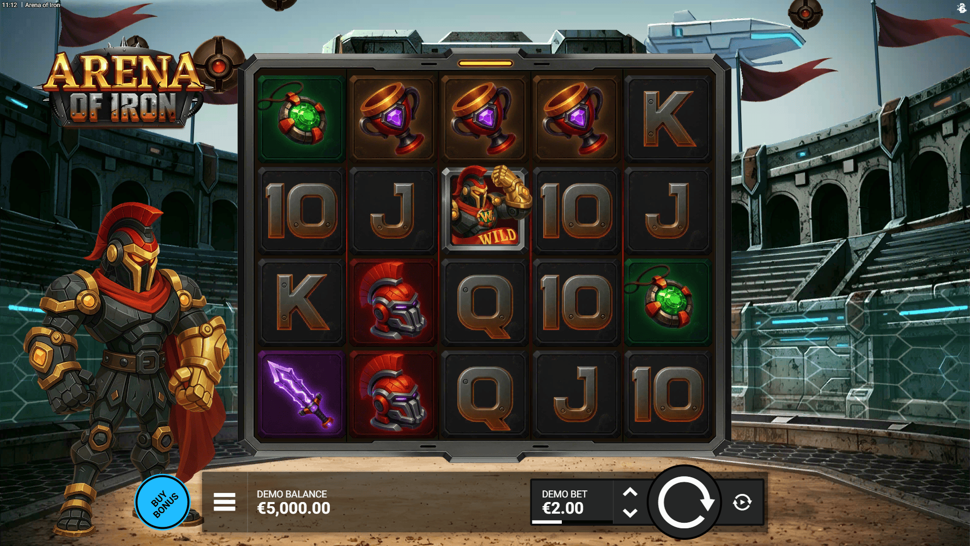 Arena of Iron slot gameplay reels