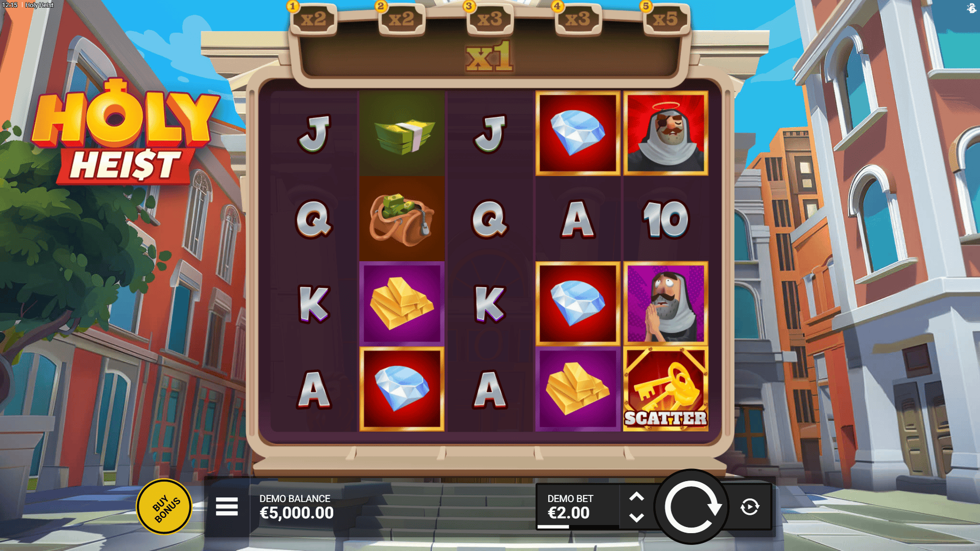 Holy Heist slot gameplay reels