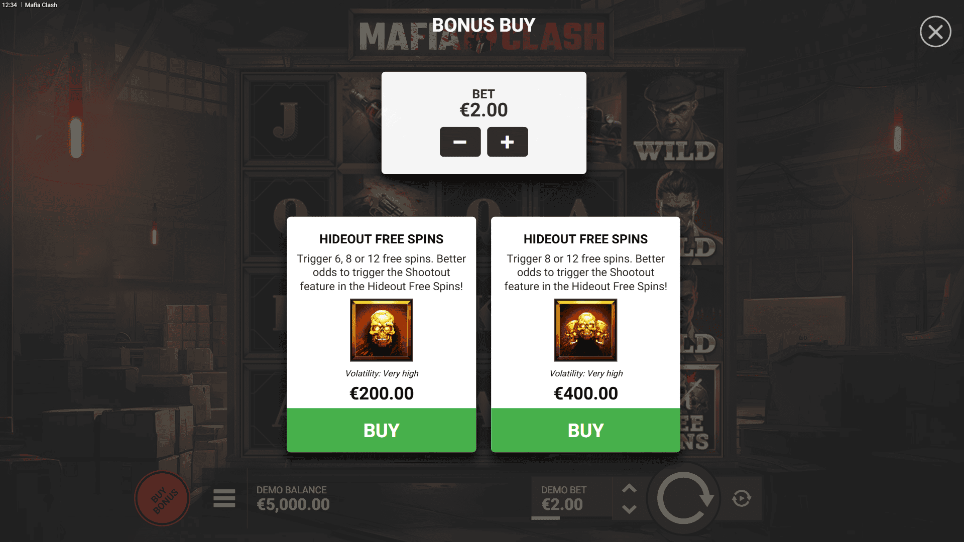 Mafia Clash bonus buy menu
