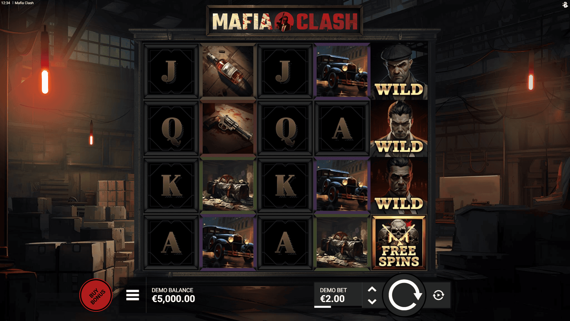 Mafia Clash slot gameplay reels