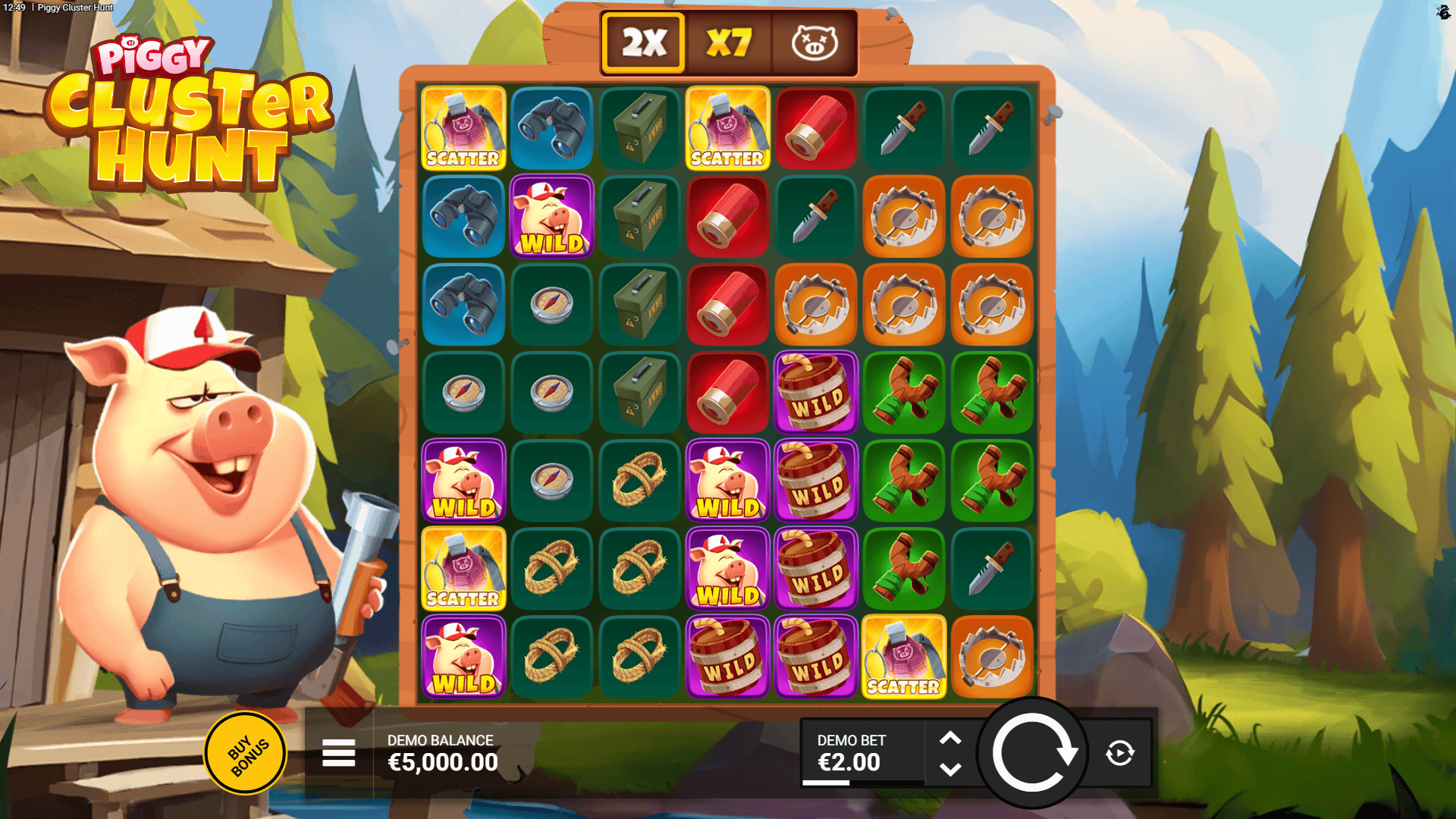 Piggy Cluster Hunt slot gameplay reels