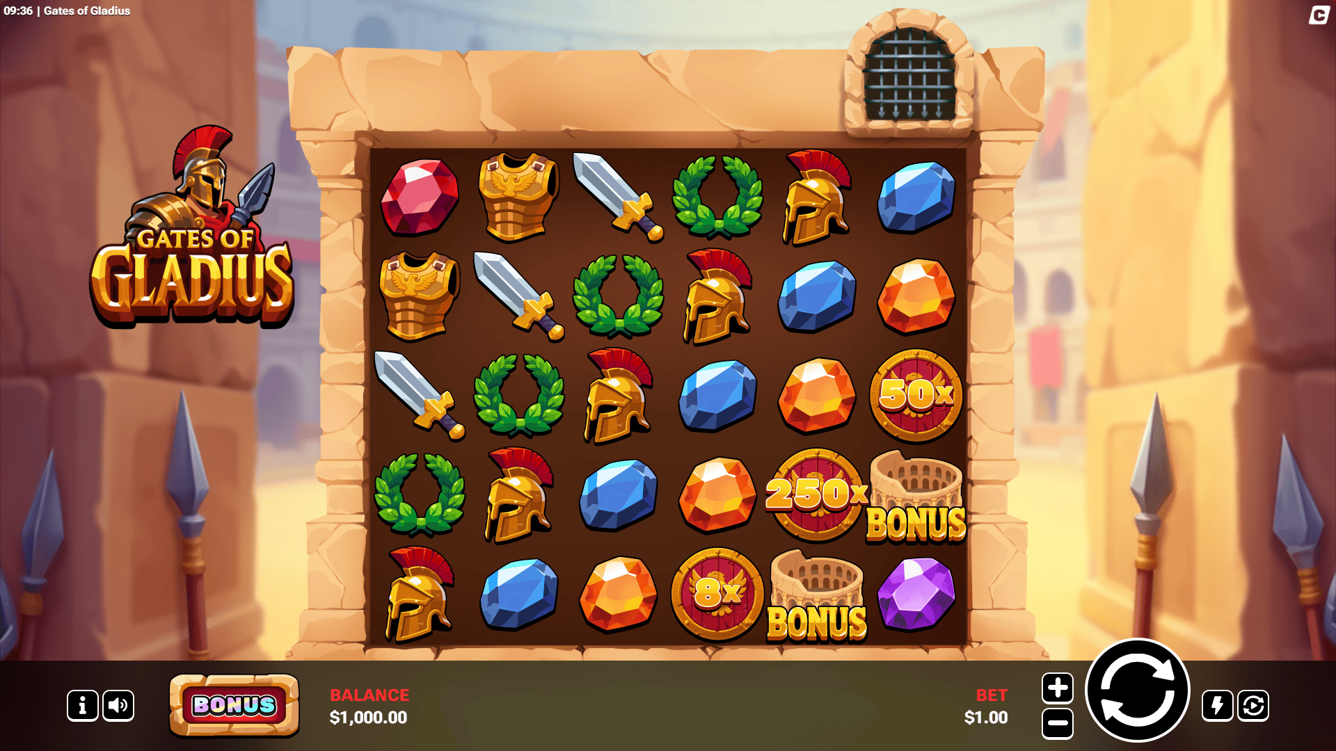 Gates of Gladius slot gameplay reels