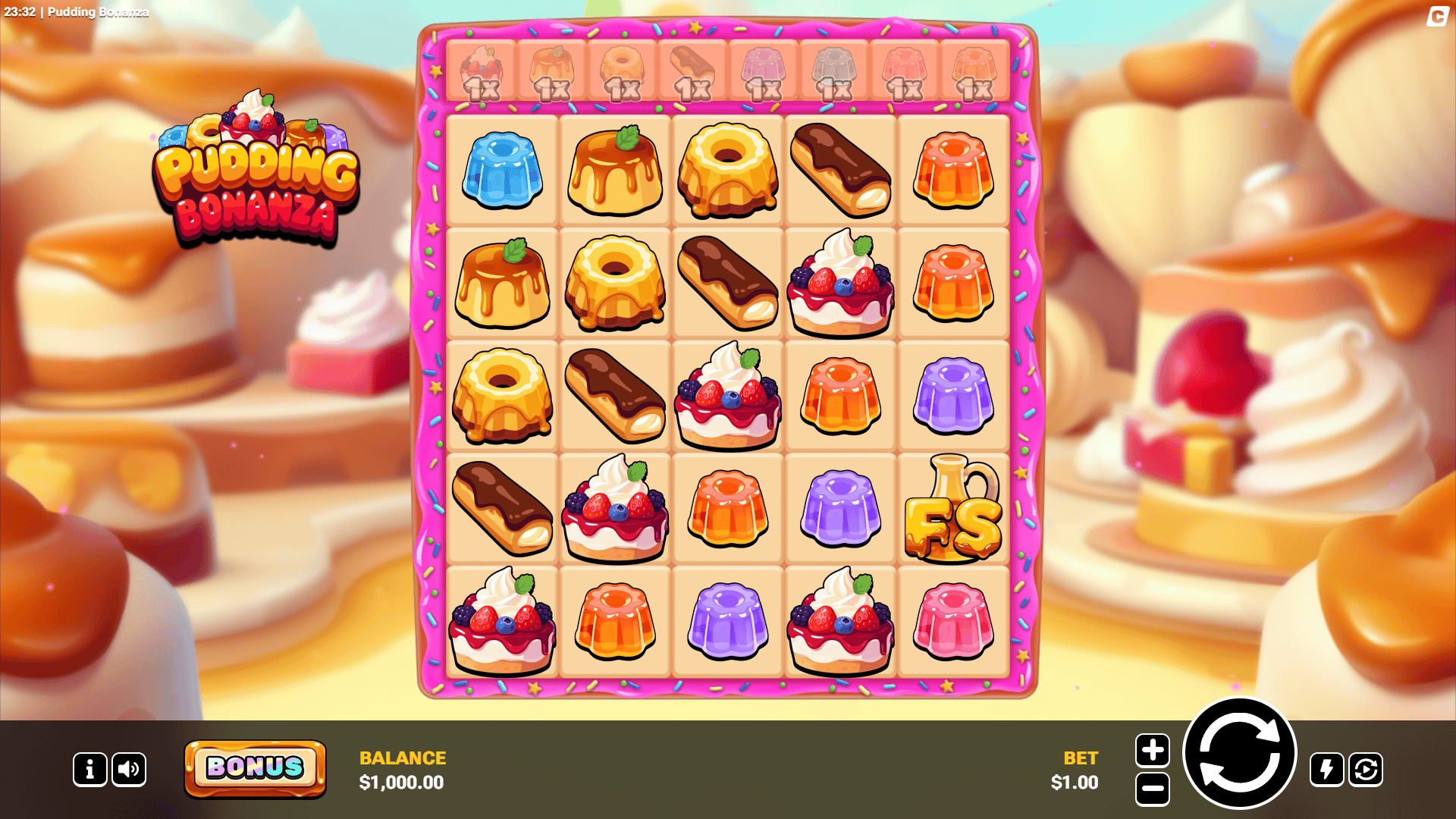 Pudding Bonanza slot gameplay reels