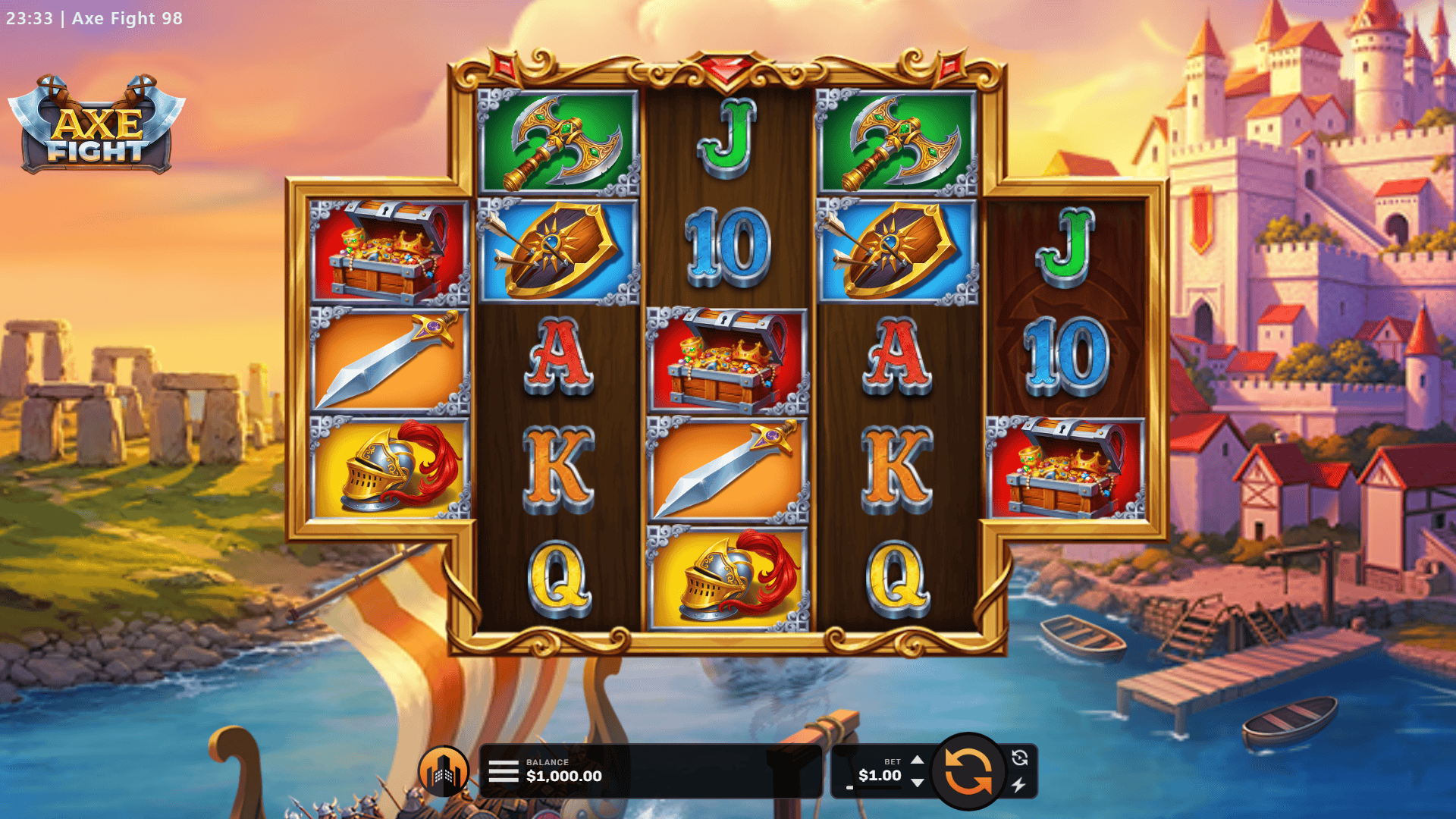 Axe Fight 98 slot gameplay reels