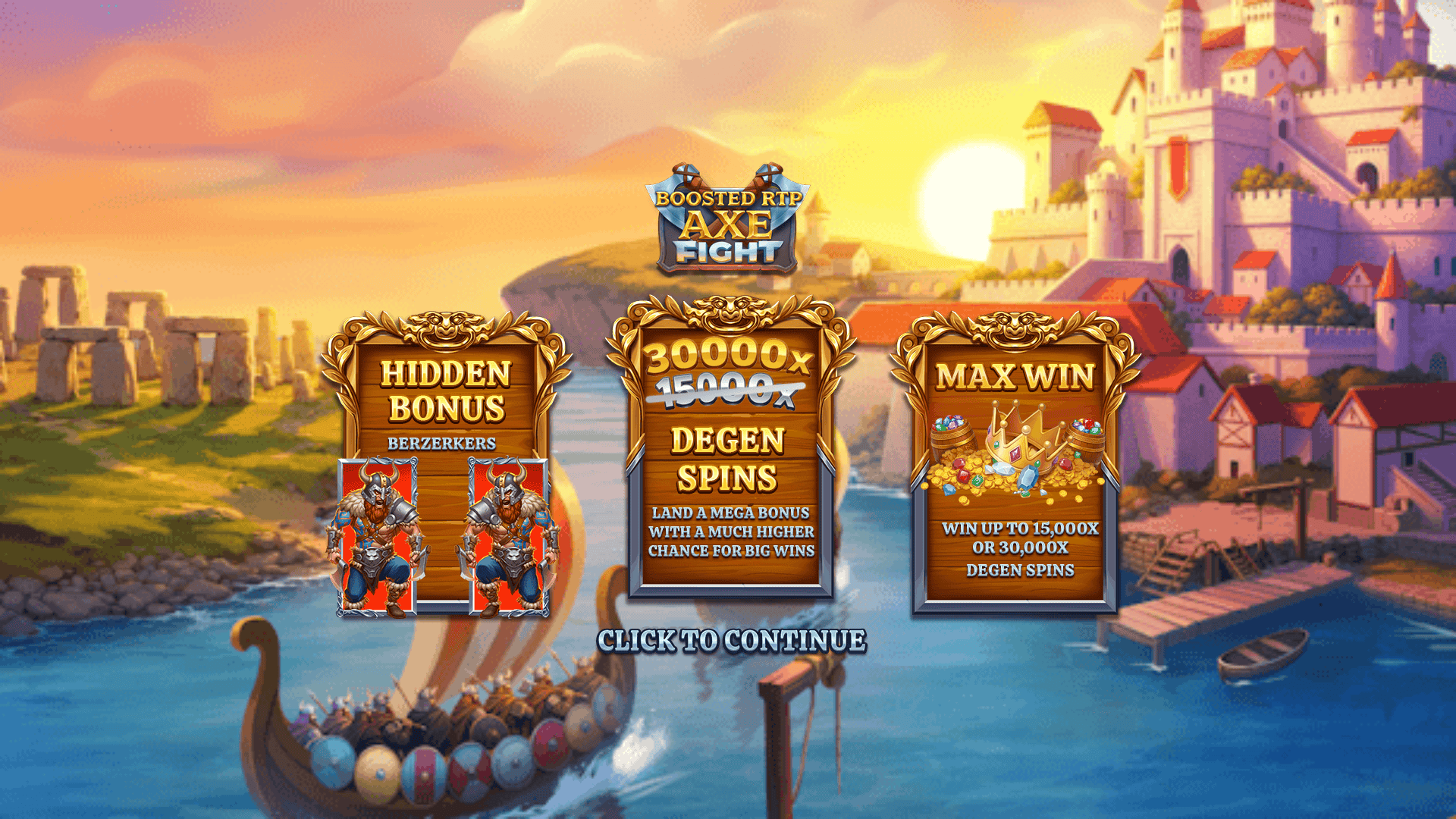 Axe Fight 98 slot intro screen