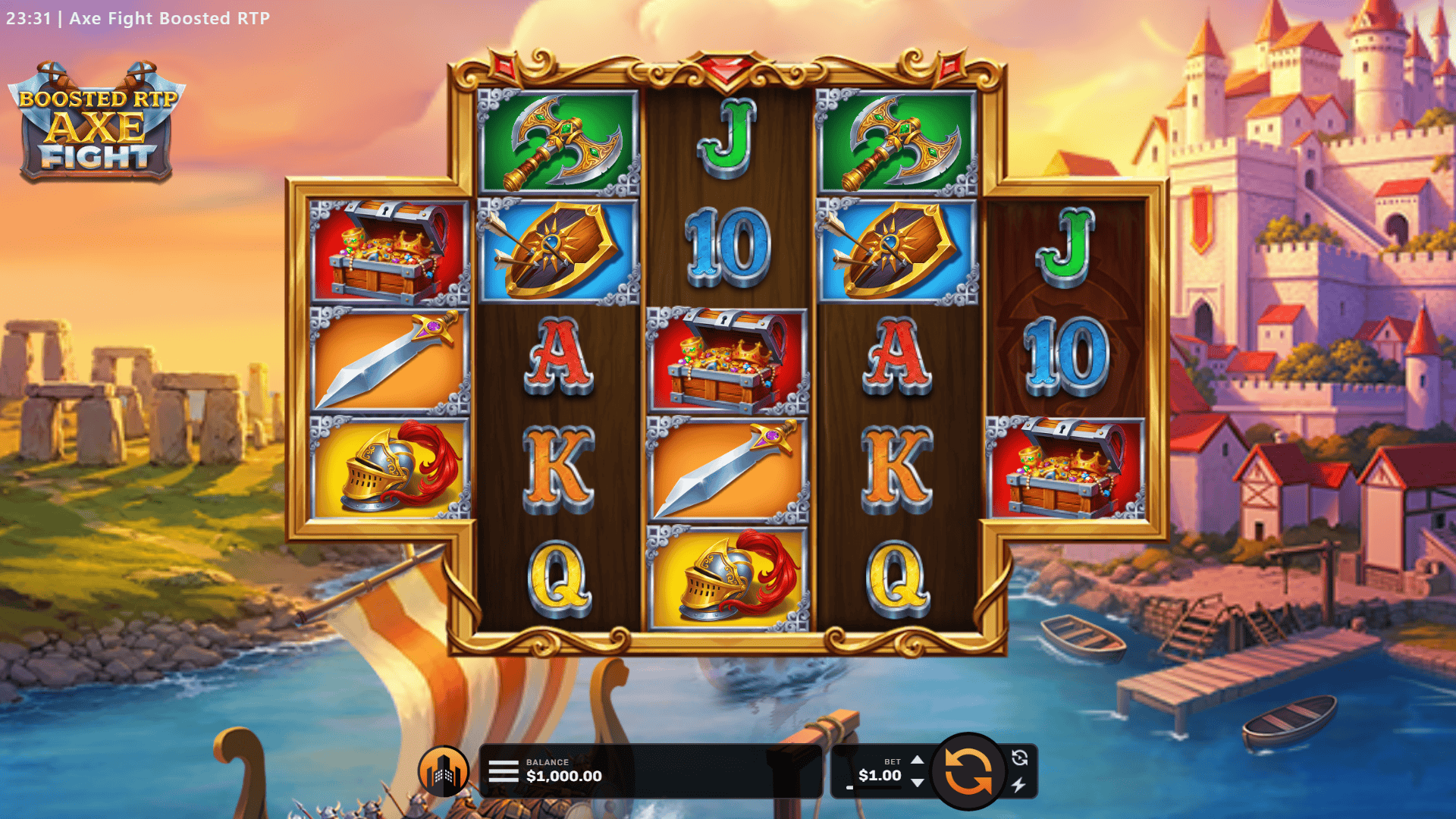 Axe Fight 98 slot gameplay reels