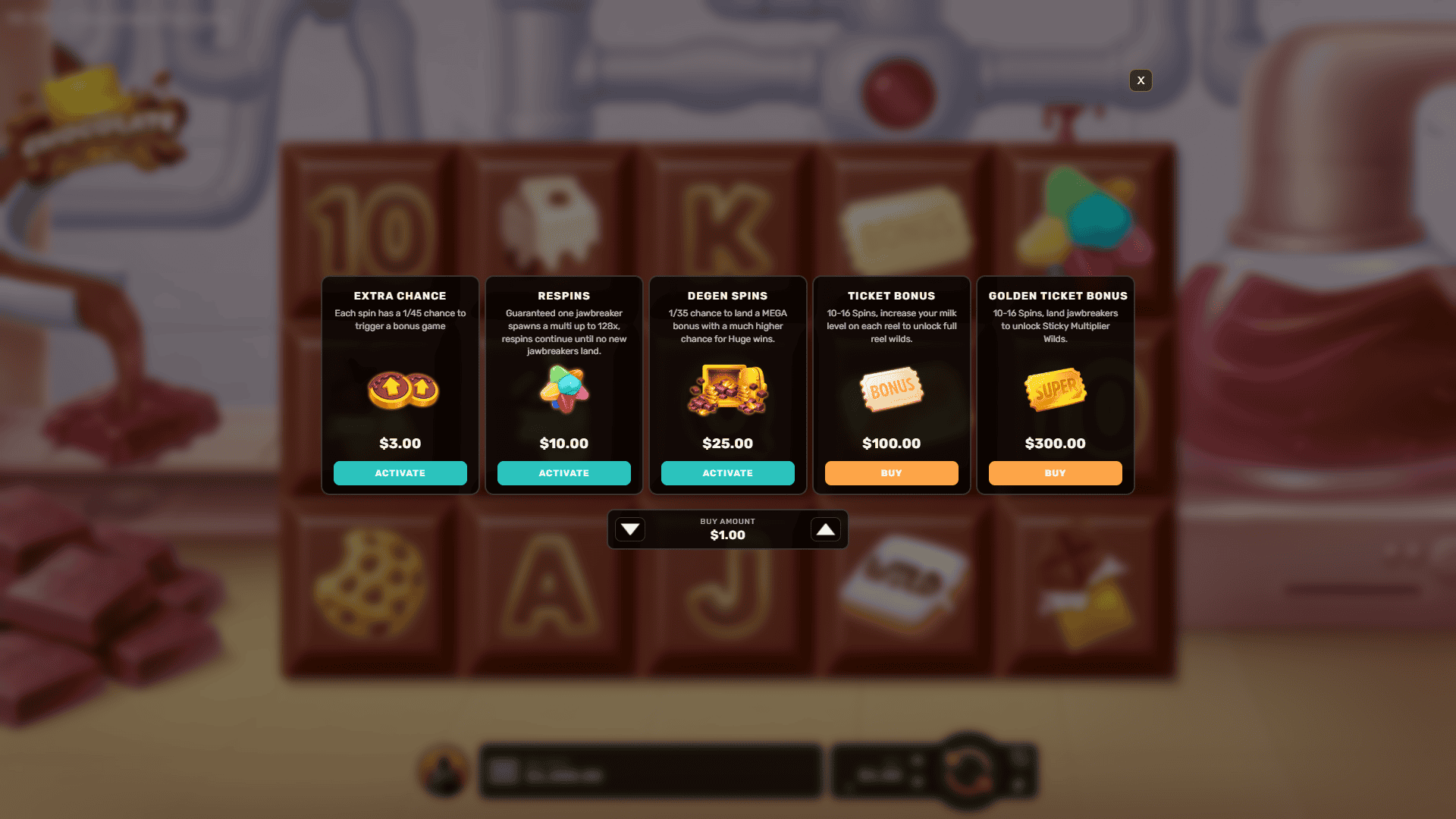 Chocolate 98 bonus buy menu