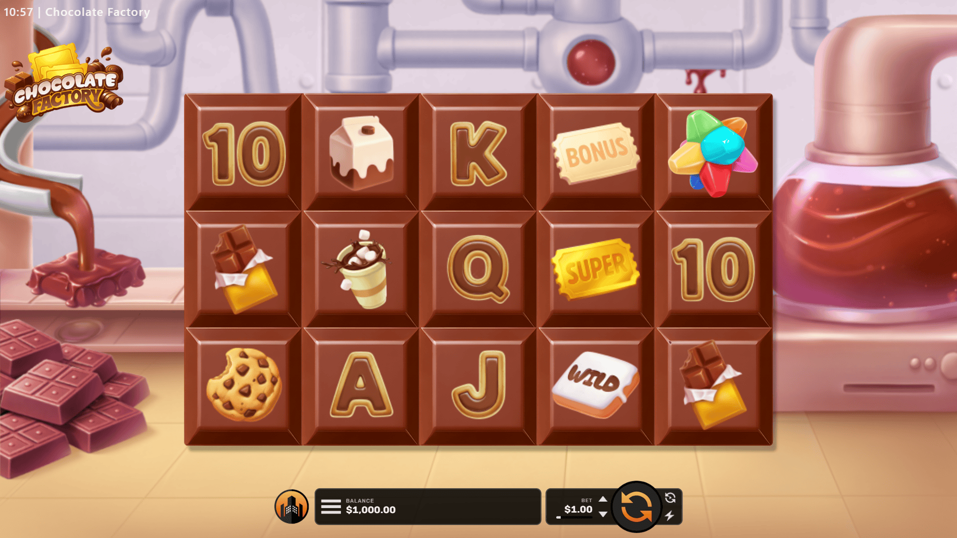 Chocolate 98 slot gameplay reels