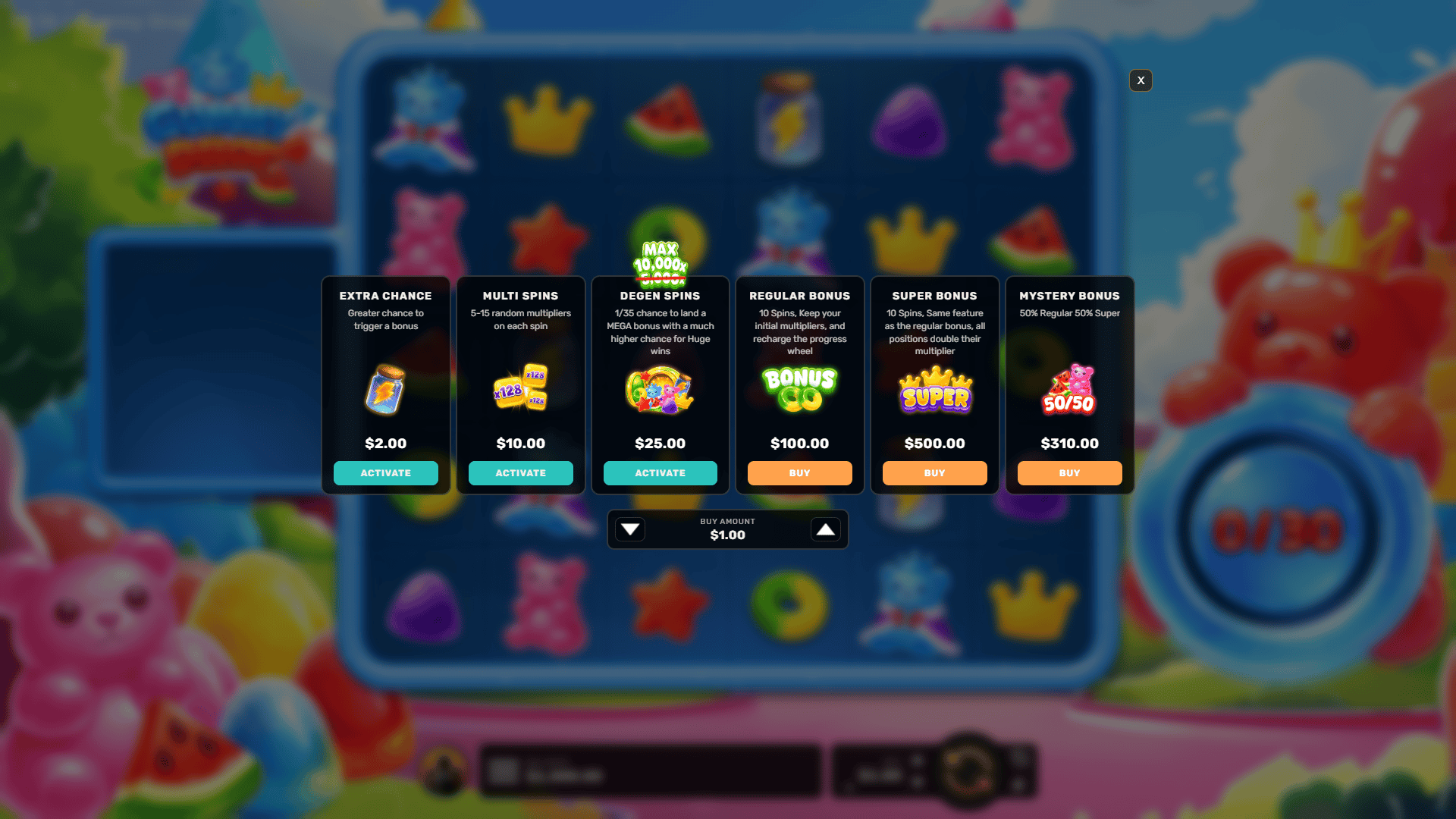 Gummy Drop bonus buy menu