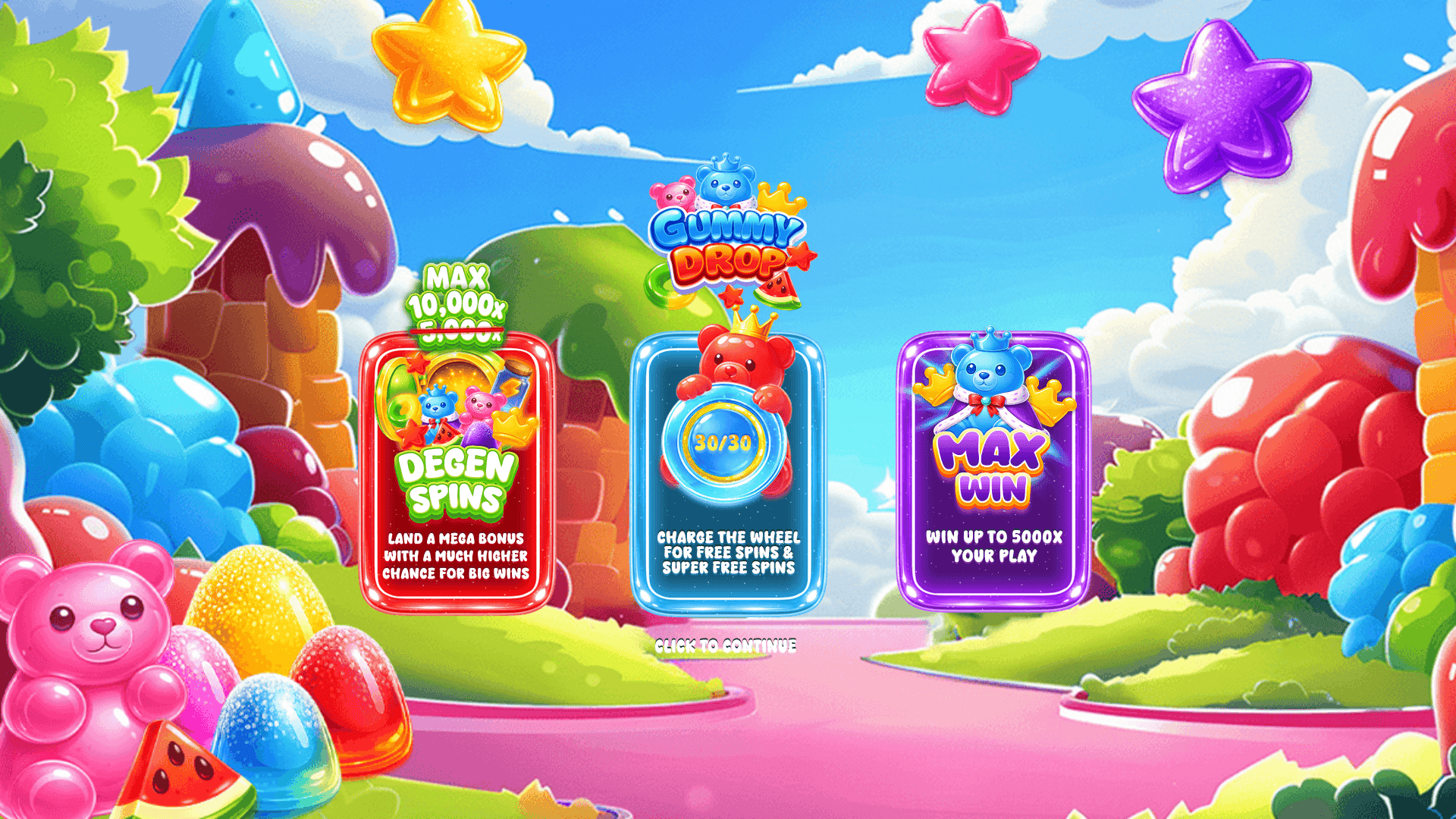 Gummy Drop slot intro screen