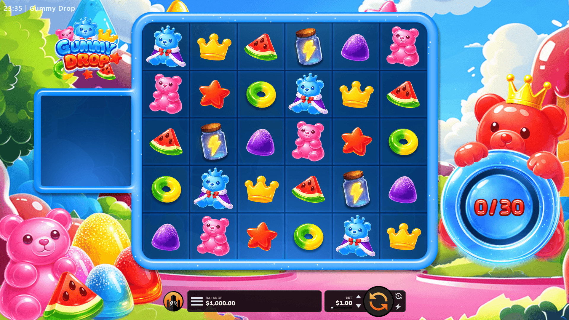 Gummy Drop slot gameplay reels