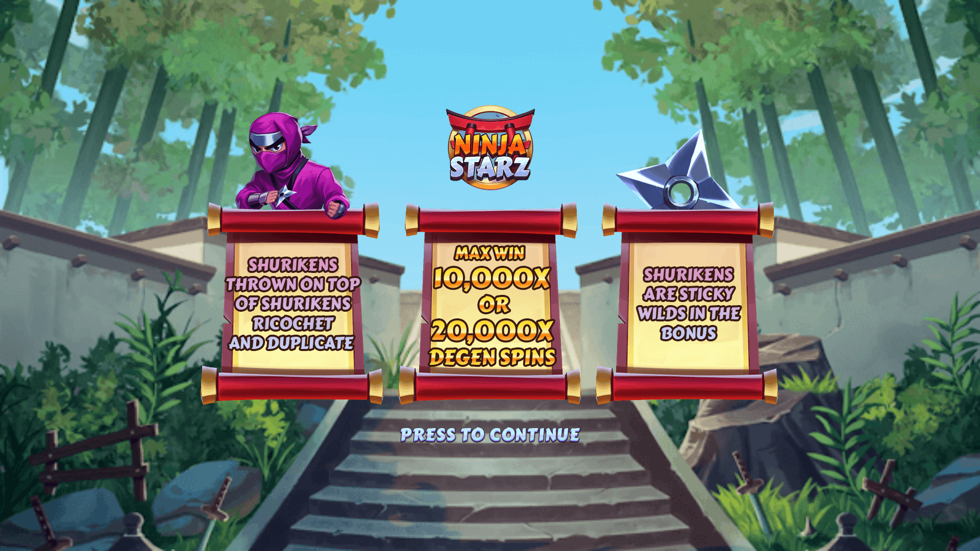 Ninja Starz slot intro screen