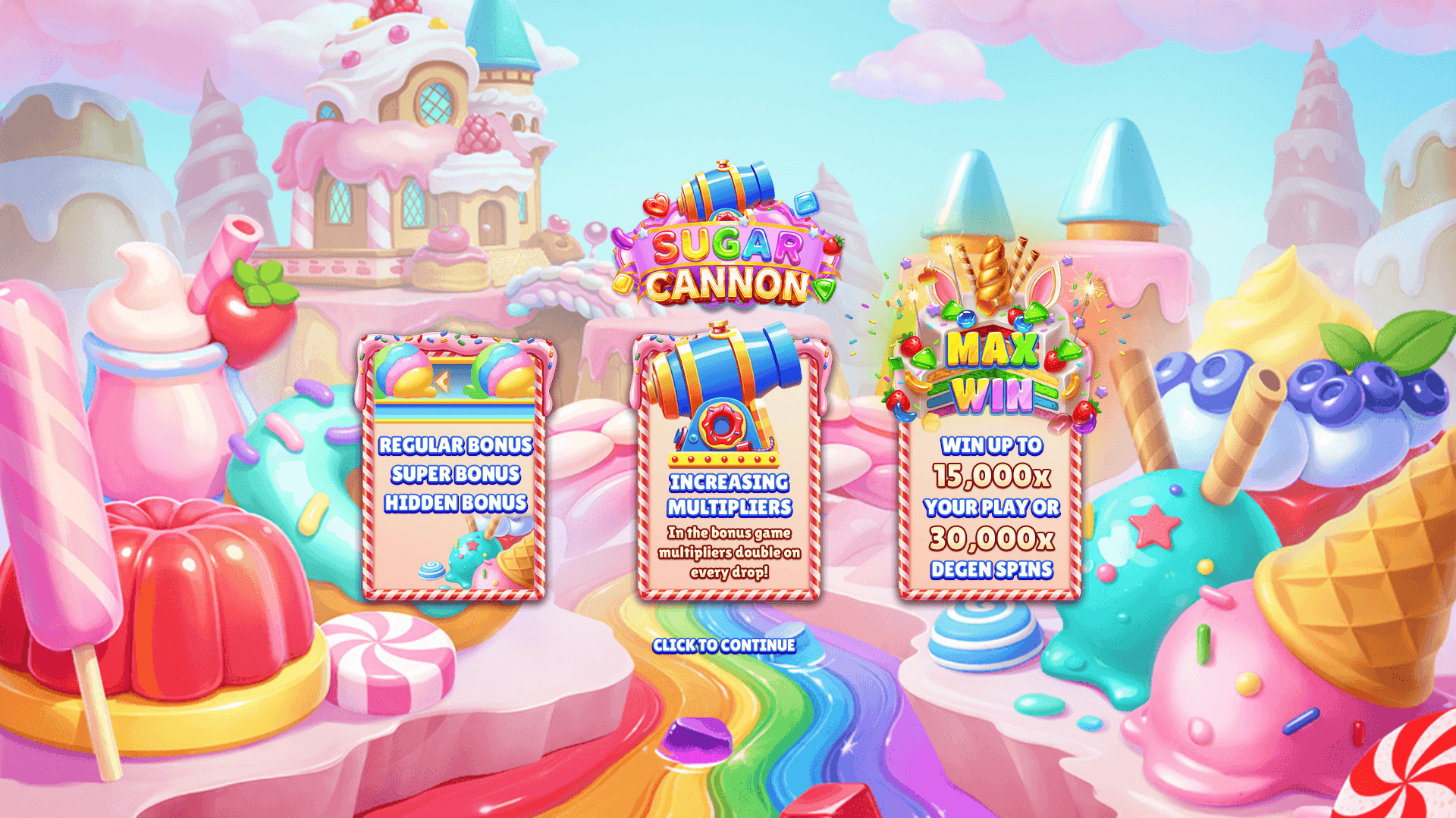Sugar Cannon slot intro screen