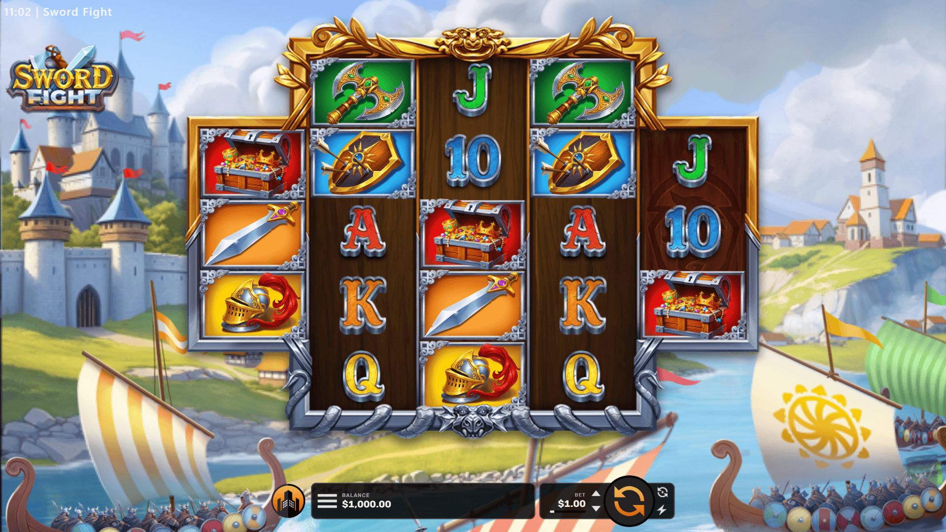Sword Fight slot gameplay reels