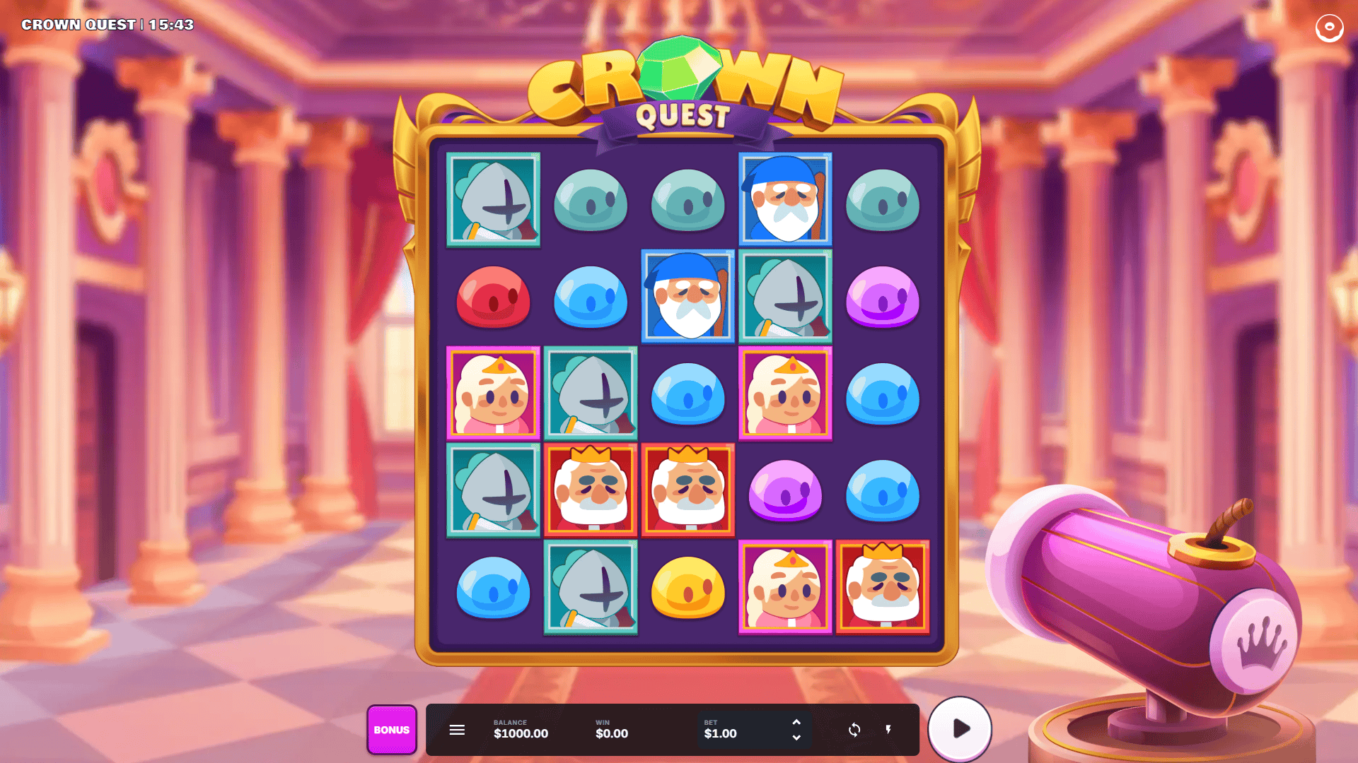 Crown Quest slot gameplay reels