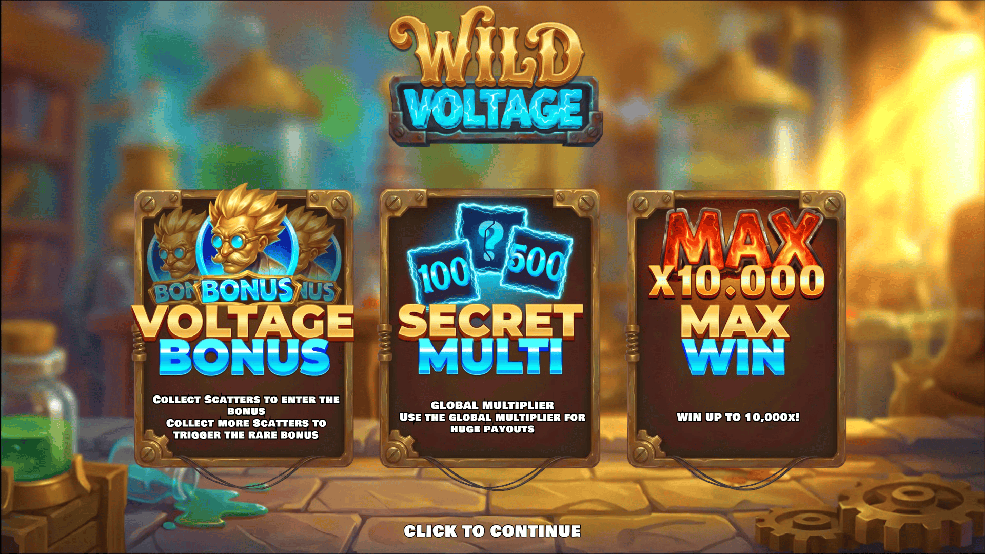 Wild Voltage slot intro screen
