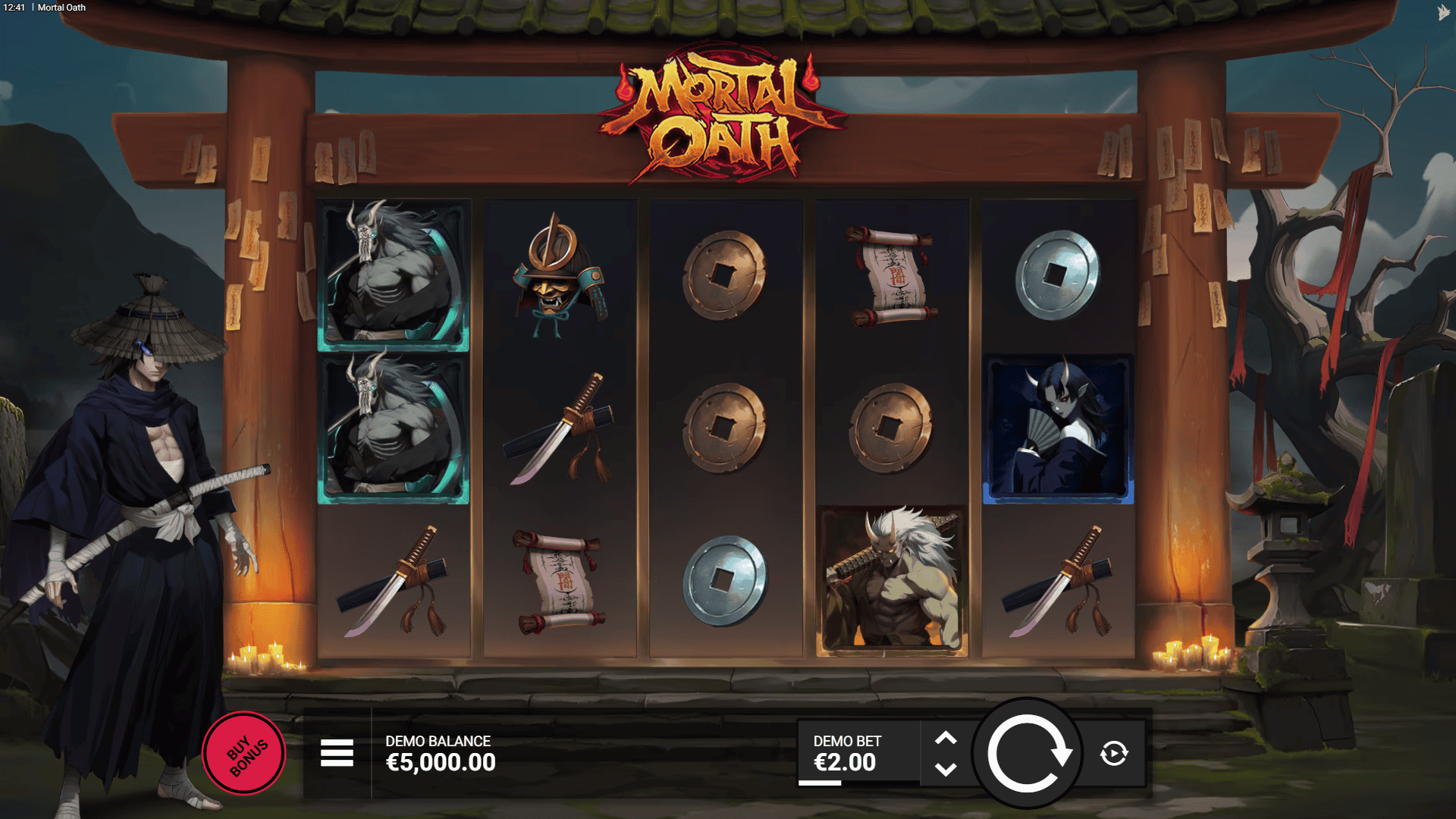 Mortal Oath slot gameplay reels