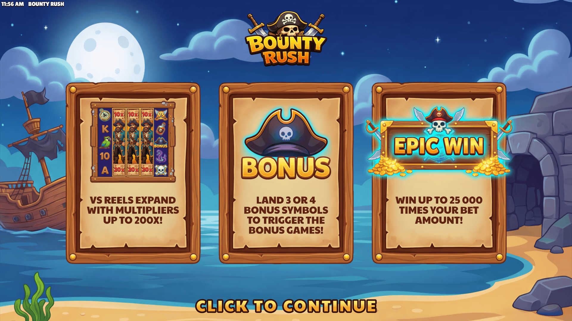 Bounty Rush slot intro screen