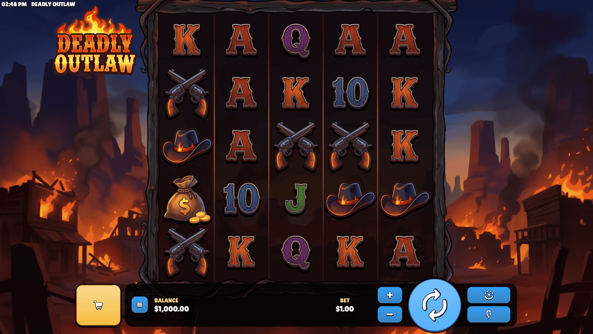 Deadly Outlaw slot gameplay reels