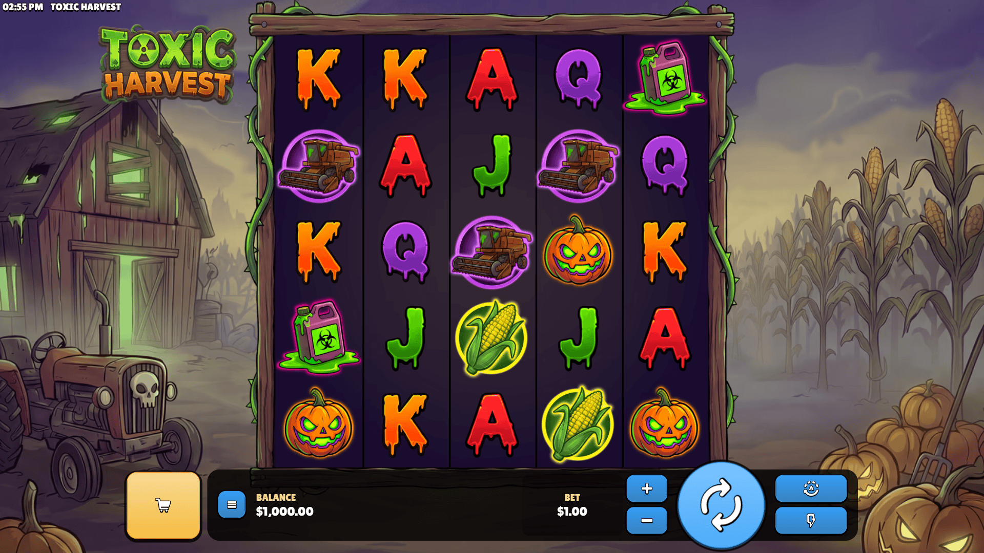 Toxic Harvest slot gameplay reels