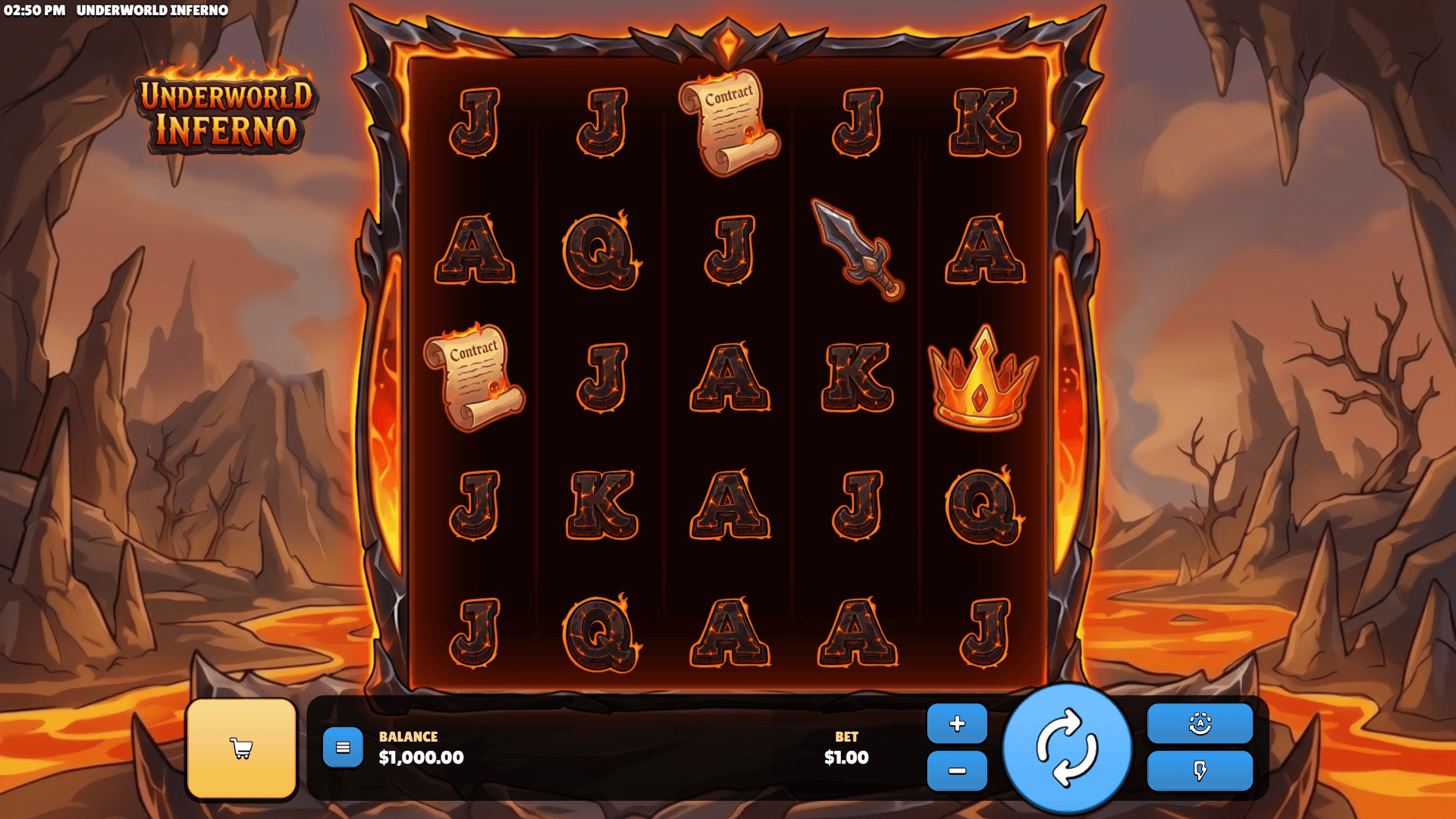 Underworld Inferno slot gameplay reels